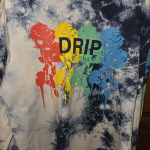 Tie-Dye Graphic "Drip" Tee with Colorful Roses